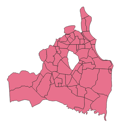 Camada de bairros de João Pessoa adicionada no QGIS3